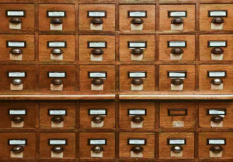 An old wooden library database