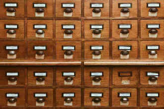 An old wooden library database