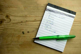 A small notebook with a list